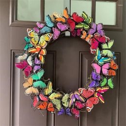 Decorative Flowers Easter Butterfly Wreaths Decoration Spring Front Door Garland Hanging Ornaments Props Wedding Decor Creative Wall