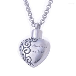 Pendant Necklaces "Always In My Heart" Keepsake Memorial Necklace Stainless Steel Cremation Ashes Urn Jewelry