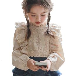 Kids Shirts Embroidery Long Sleeve Children Shirts Cotton Girls Blouse for Kids Spring Cute Toddler Lace Tops Girls Clothing for 1-11Y CC008 230613