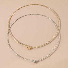 Choker Stainless Steel Collar Necklace Silver Color Round With Removable Ball End Cap Handmade DIY Jewelry Findings 1PC