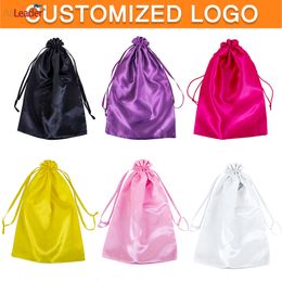 Wig Stand Silk Satin Hair Extensions Bags 5/10pcs Satin Gift Bags Hair Wigs Packaging Storage Bag Drawstring Bag Hair Bundle Satin Pouch 230614