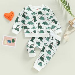 Clothing Sets -12-02 Lioraitiin 0-3Years Toddler Baby Boy Girl 2Pcs Valentine's Day Clothing Dinosaur Printed Long Sleeve Top Long Pants 230613