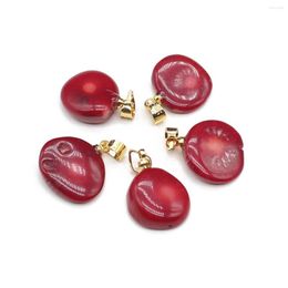 Pendant Necklaces 1Pcs Natural Sea Bamboo Red Coral Round DIY Earring Necklace Jewelry Making Accessories Gift 15-17MM