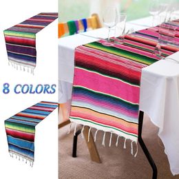 Mexican Serape Blanket Colorful Striped Tablecloth Mexico Decor Table Runner Cotton Table Cover for Party