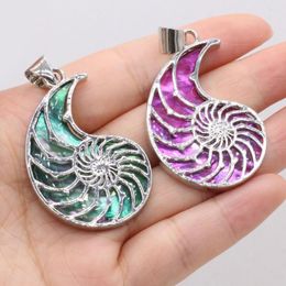 Pendant Necklaces Natural Shell Pendants Alloy Snail Conch Abalone Charms For Jewelry Making DIY Ocean Style Necklace Gift 30x46mm