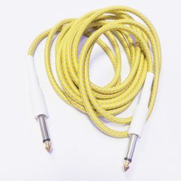 YELLOW Dual 1/4" 6.35MM Mono Male to Male Plug Noise Reduction Bass Electric Guitar Instrument Audio Cable About 3M / 1PCS