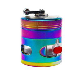 63mm 4-layers hand-cranked drawer metal Smoke Tobacco grinder manual zinc alloy Dazzle color Herb grinder Ccfxu