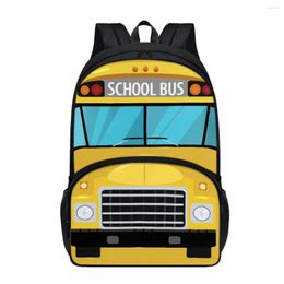 School Bags FORUDESIGNS Cartoon Bus Print Schoolbag For Child Book Boys 17 Inch Canvas Large Backpacks Student Leisure Knapsacks