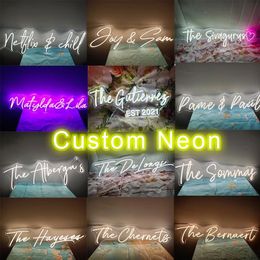 Decorative Objects Figurines Custom Neon Light Sign Wall Decor Led Wedding Family Last Name Night Lights For Room Bedroom Decoration 230613