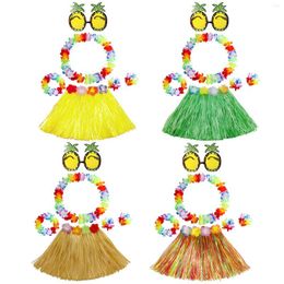 Decorative Flowers Hawaiian Grass Skirt With Flower Wreath For Party Favours