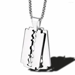 Pendant Necklaces Mens Stainless Steel Razor Blade Model Dog Tag Hip Hop Necklace