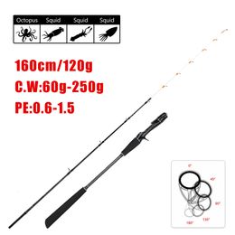 Boat Fishing Rods Cuttlefish Fishing Super Light 160cm Casting Egi Rod Squid Lure Spinning Pe 0.6-1.5 Squid Size #2-3.5 Boat Rod Rotating Ring 230614