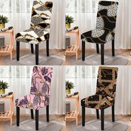 Chair Covers Leopard Rose Pattern Elastic Cough Washable Dining Cover Anti-fouling Office Seat For Banquet Restaurant