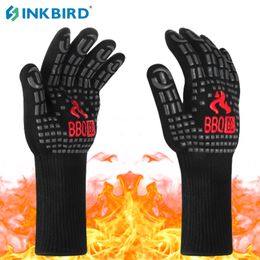 Oven Mitts INKBIRD BBQ Gloves Heat Resistant Potholder And Kitchen Glove Silicone Insulated Grill Mitts Baking Mittens For Cooking Oven Mit 230613