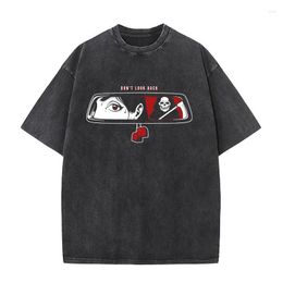 Men's T Shirts Don'T Look Back The Ghost Is There Shirt Men Fashion Sweat Tee Clothes Summer Casual Tops Hip Hop Cotton Korean Luxury