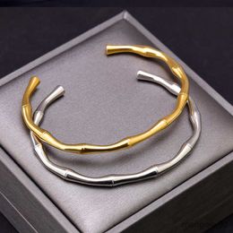Bracelets Simple Stainless Steel Gold Colour Joint BanglesTrend Bracelet For Women Men Romantic Gift Fashion Jewellery R230614