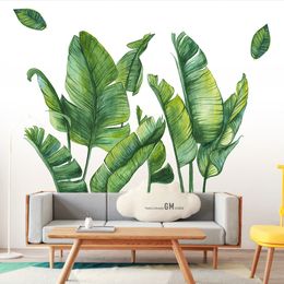 Hand Painted Green Banana Leaf Wall Stickers for Living room Bedroom Wall Decor Vinyl Plants Wall Decals Murals Home Decoration