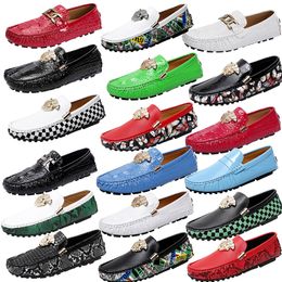 Luxury Bran Ltalian Designer Crocodile Print Loafers Glossy Finish Check Leather Shoes Party Dress Shoes Business Office Formal Shoes Size 35-48