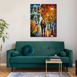 Stunning Landscape Canvas Art After The Date Hand Painted Urban Streets Painting Lobby Decor