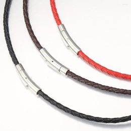 Chains 4mm/6mm Man-made Leather Necklace For Men Boys Red Brown Black Color Braided Rope Chain Choker 16-30inch Cool Jewelry HUN147