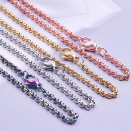 Chains 1Pc Stainless Steel 2.5m Round Pearl Link Women Necklaces For Diy Men Bracelet Jewellery Accessories Making Wholesale Finding