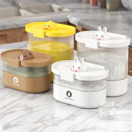 Storage Bottles Cute Cartoon Food Container With Measuring Cup Plastic Airtight Cereals Rice Dispenser Kitchen Pantry Organiser Box