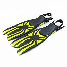 Fins Gloves TPR Mid-length Adjustable Spring Fin Scuba Diving Straps Fins Adult Swim Shoes Silicone Long Snorkelling Monofin Spider Pattern 230613