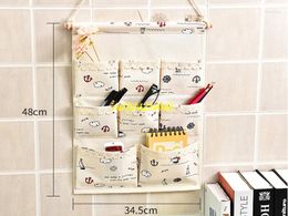 Storage Bags 50pcs/lot 34 48cm Size 8 Pockets Cotton Linen Wall Hanging Door Pouch Bedroom Home Office Organizer