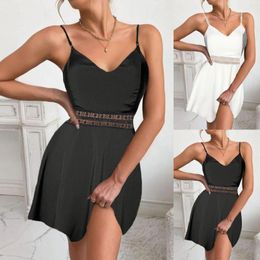 Casual Dresses Sexy Spaghetti Strap Black Dress Summer Fashion Sleeveless Lace Hollow Out Beach Party Mini For Women Robe Femme