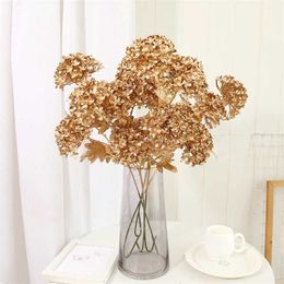 Dried Flowers Artificial Gold Ginkgo Eucalyptus Leaf Rose Fake Flower DIY New Year Home Party Christmas Decoration Wedding Arrangement