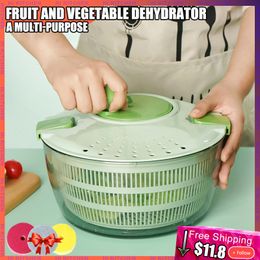 Salad Tools SALAD DEHYDRATOR VEGETABLES SPINNER DRYER MANUAL SWING DEWATERING TOOL BIG CAPACITY WATER DRAINER BASKET KITCHEN TOOL 230613