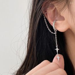 Backs Earrings Clip On Tassel Cross Star Long No Piercing Earring Punk Pendant Cool Personality Earclip Daily Party