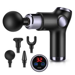 Full Body Massager 32 Gears Mini Massage Gun for Muscles Exercise High Frequency Vibrator Electric Back and Neck Fascial Fitness 230614