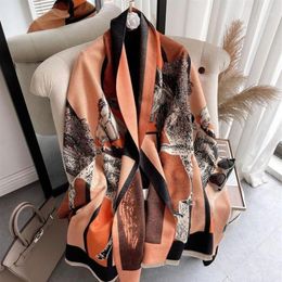 Scarves Luxury Scarf Hijab Women Horse Print Winter Warm Thick Cashmere Soft Bufanda Foulard Female Shawl Wrap Pashmina7491952240P