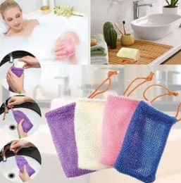 New Exfoliating Saver Pouch For Shower Body Massage Scrubber Natural Organic Ramie Soap Holder Bag Pocket Loofah Bath Spa Bubble Foam With Drawstring