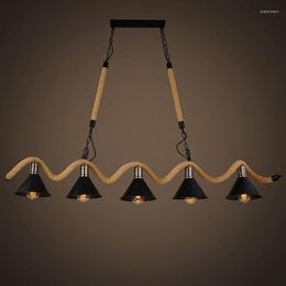 Pendant Lamps X Modern Lights American 3 Heads Antique Bar Industrial Creative Personality Clothing Store Rope Fixtures