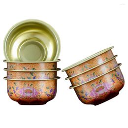 Dinnerware Sets Water Bowl Holy Offering Cup Container Temple Alloy Altar Tabletop Buddhism Supply Lotus Decor