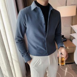 Men's Casual Shirts Boutique For Men Cotton Solid Colour Long Sleeve Thickened Version Soft Breathable Classic Elegant Business Smart