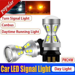 New 2Pcs Car Canbus Error Free PW24W PWY24W LED Front Turn Signal Bulbs Auto DRL Lamps Daytime Running Lights Amber Yellow Indicator