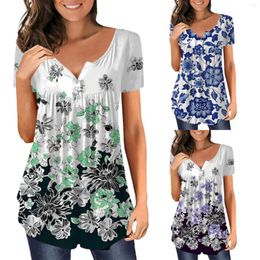 Women's T Shirts Women's Summer Top Casual Shirt V Neck Short Sleeve Button Up Womens Athletic