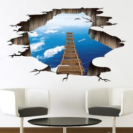 Wall Stickers Creative Broken Effect Sticker Planet Single-plank Bridge Floor Home Decoration For Teen Room Decor