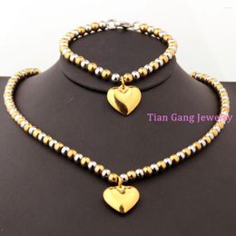 Necklace Earrings Set Super Sale Silver Colour Gold Jewellery Fashion Womens 6MM Rosary Beads Link Chain 8" Bracelet & 18"