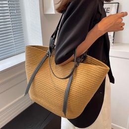 Evening Bags Summer Travel Purse And Handbags Large Capacity Cotton Woven Women's Bag French Vintage Straw Commuter Totes Bolsa