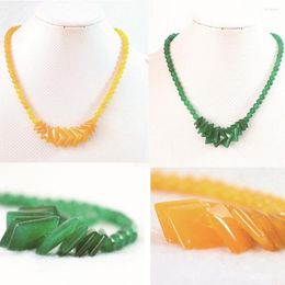 Chains Natural Yellow Jades Malaysia Stone Chalcedony 6-14mm Square Diagonal&round Shape Beads Diy Necklace 18"B631