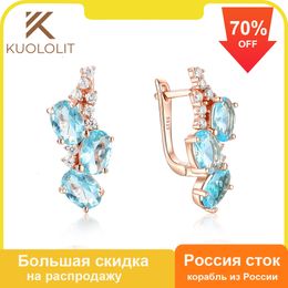 Ear Cuff Kuololit 70% Off Clearance 585 Rose Gold Clip Earrings For Women Girl Real 925 Sterling Silver Gemstone Jewelry for Wedding 230614