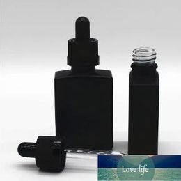 Wholesale 30ml eliquid flat bottle glass empty mini bottles 30ml matte black rectangular glass bottles Top