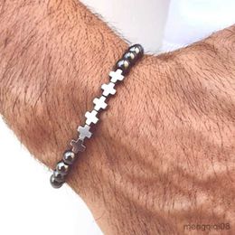 Bracelets Natural Bracelet Black Lava Matte Beaded Handmade Men Women Prayer Fitness Chain Couple Jewellery Gift R230614