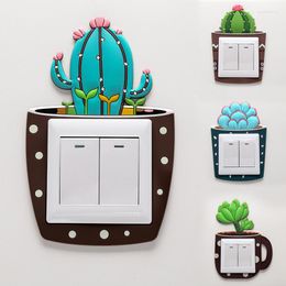 Wall Stickers Cute Luminous Switch Sticker Cartoon Cactus Glow In The Dark Kids Bedroom Fluorescent Outlet Decor