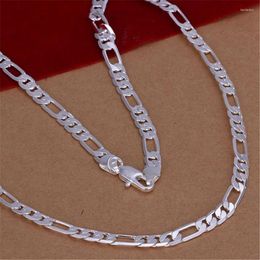 Pendant Necklaces Wholesale High Quality Mens 6MM Flat Chain 925 Silver Colour Necklace Fashion Jewellery Women Men Solid Wedding Gift