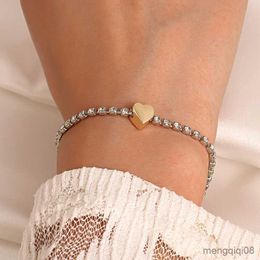 Bracelets Simple Heart Chain Bracelet for Women Couple Fashion Butterfly Luxury Jewellery Metal Wedding Friendship Gift R230804